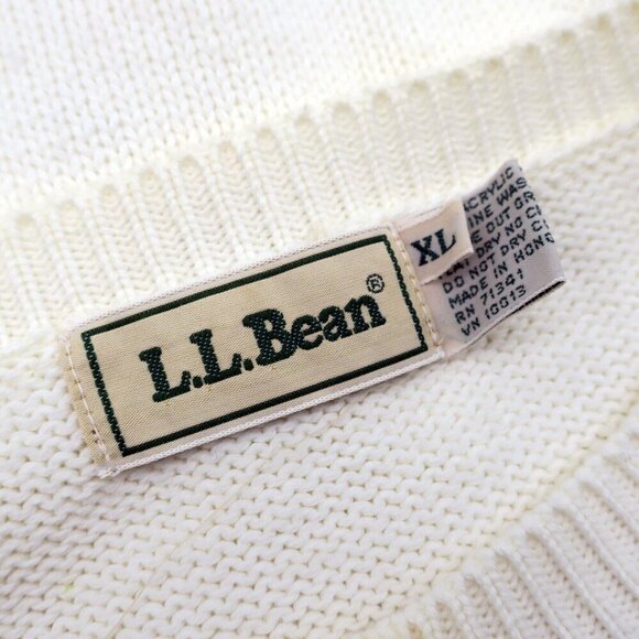 L.L. Bean Vintage Floral Cardigan Sweater Cottagecore Cable Knit Women's XL - Picture 4 of 6